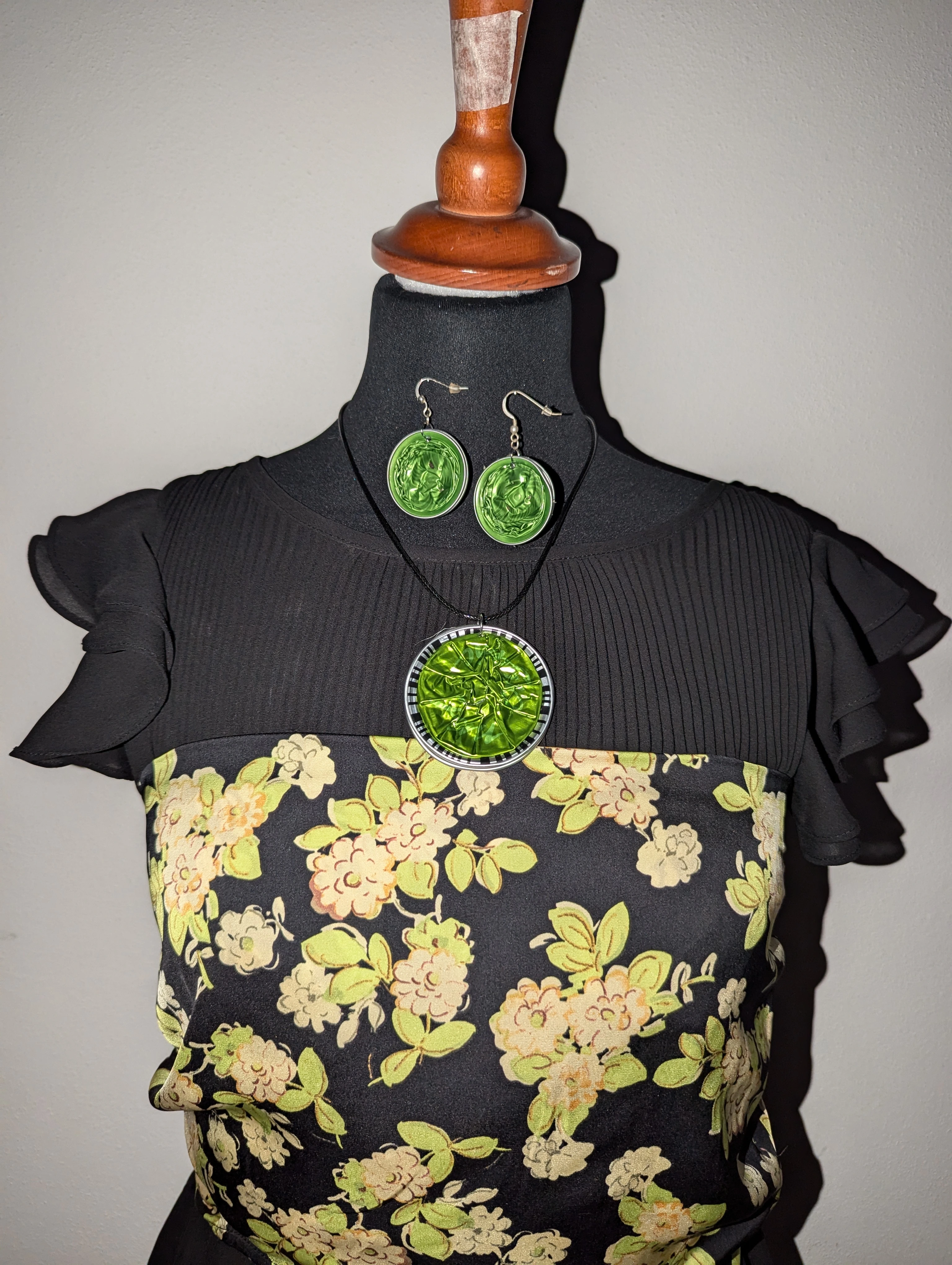 Set collana double face e orecchini verde